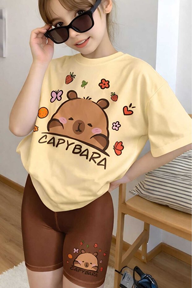 Capybara Printed Unisex Children's T-Shirt 4Gh3