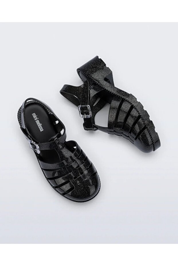 Possession Heel Silvery Sandals - Black