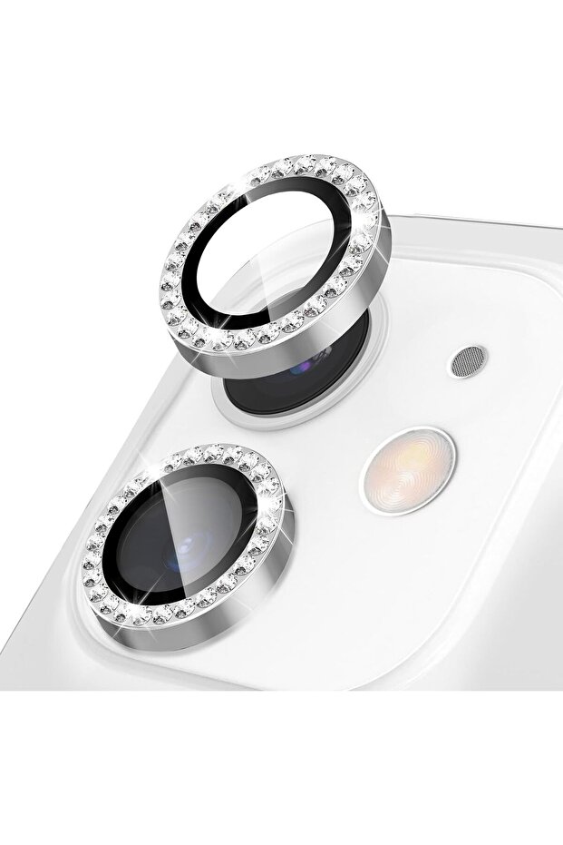 iPhone 11 & 12 / 12 Mini Rhinestone Camera Lens Protector 9H Hardness Scratch Resistant Tempered Glass
