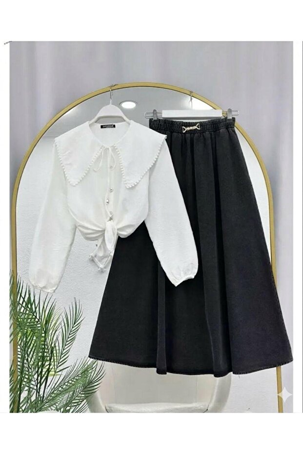 Women's Denim Skirt Suit