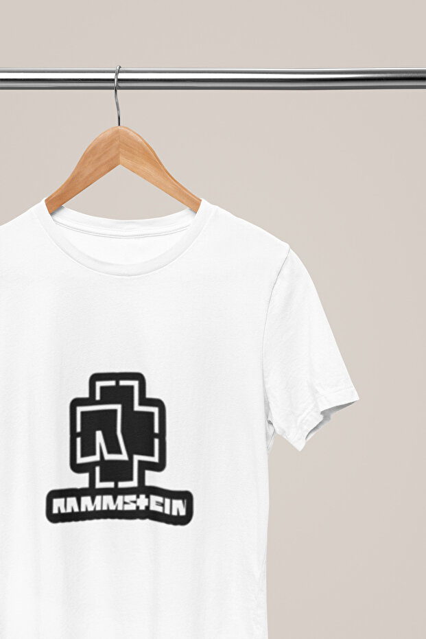 تي شيرت قطني مطبوع عليه Rammstein برقبة دائرية وقصة كبيرة الحجم للجنسين بأكمام قصيرة