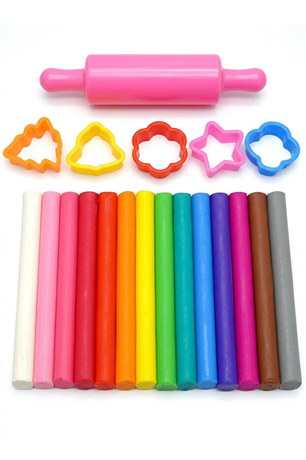 Children's Play Dough Set with Rolling Pin and Cookie Cutters, 14 Colors, Creative Modeling Clay Set