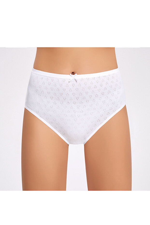 Women's 100% Cotton Heart Patterned Bow Detailed Large Size 12-Pack Bato Panties