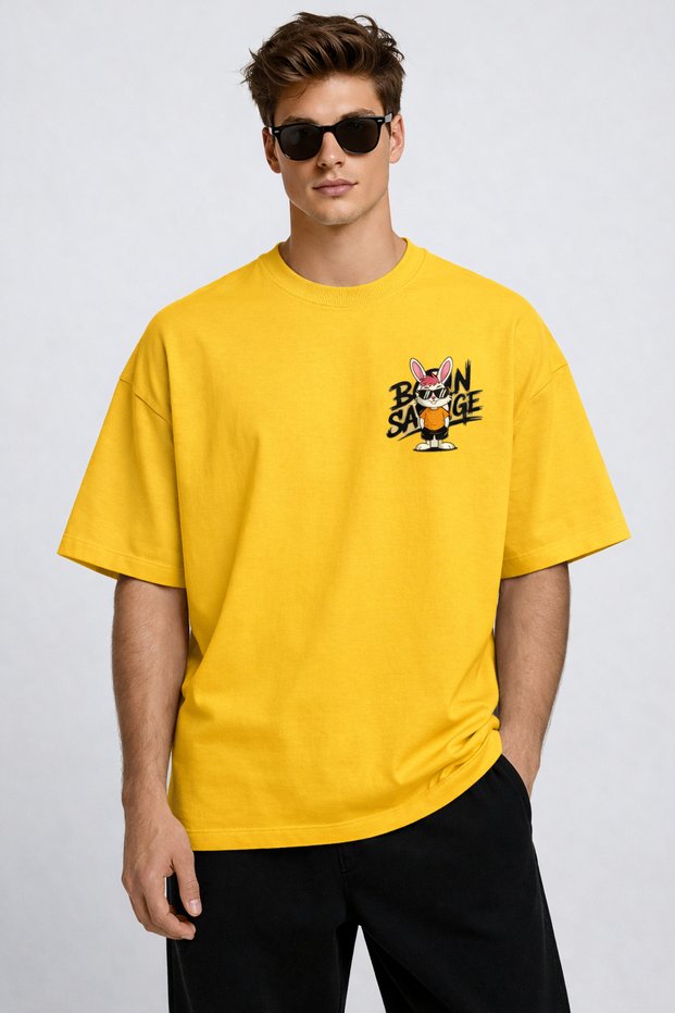 Born Savage Printed Crew Neck Unisex Oversize T-Shirt – Cotton Casual T-Shirt