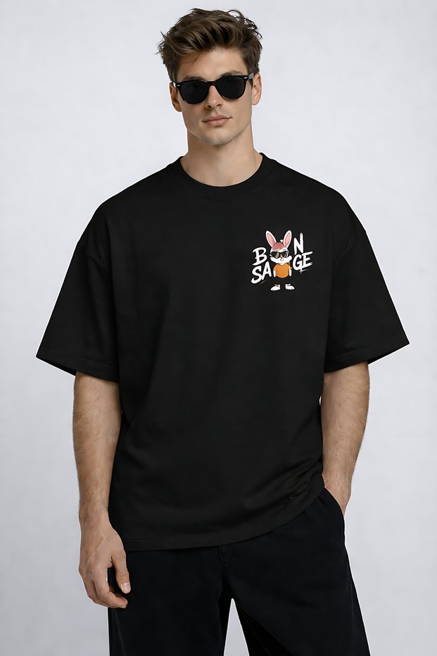 Born Savage Printed Crew Neck Unisex Oversize T-Shirt – Cotton Casual T-Shirt