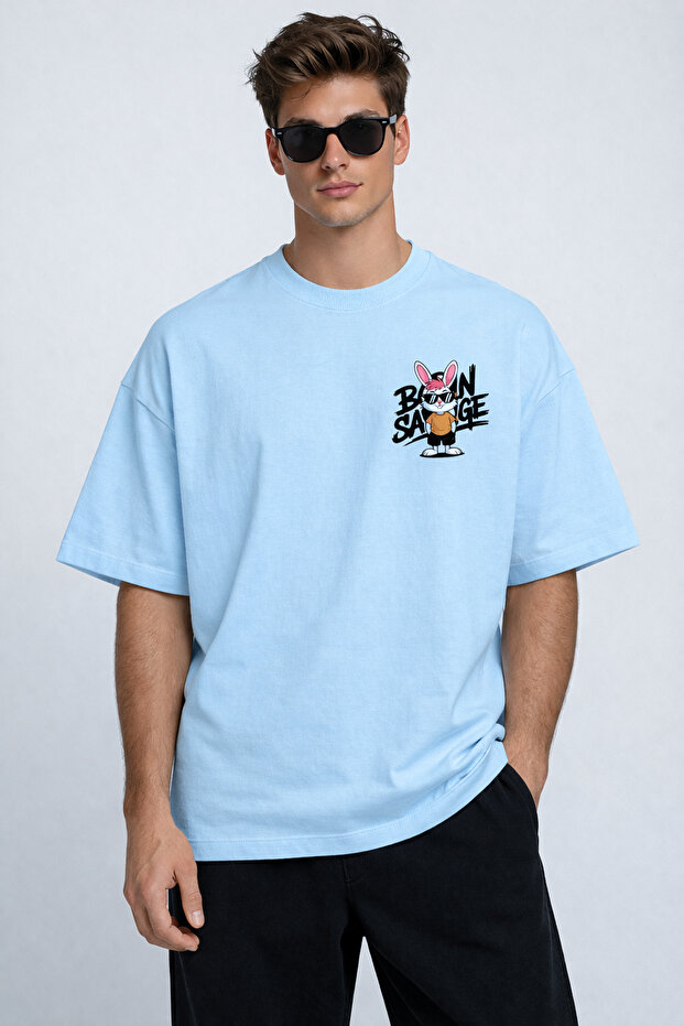 Born Savage Printed Crew Neck Unisex Oversize T-Shirt – Cotton Casual T-Shirt