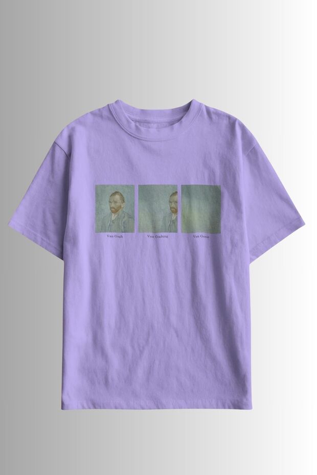 Van Gogh Pun "Van Gone" Printed Oversize 24/1 Cotton Unisex T-Shirt