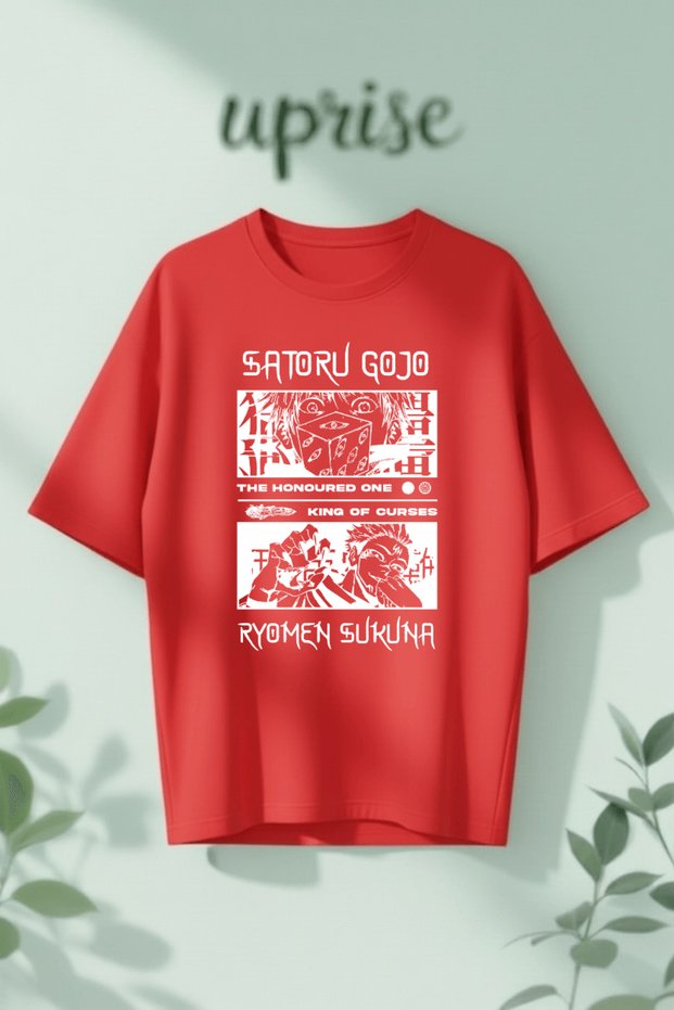 Satoru Gojo Vs Ryomen Sukuna Jujutsu Kaisen Printed Cotton Oversize T-Shirt