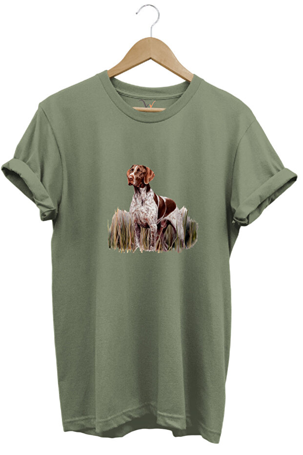 تي شيرت Outdoor Hunting Pointer Dog مطبوع 100% قطن بقصة عادية أساسية