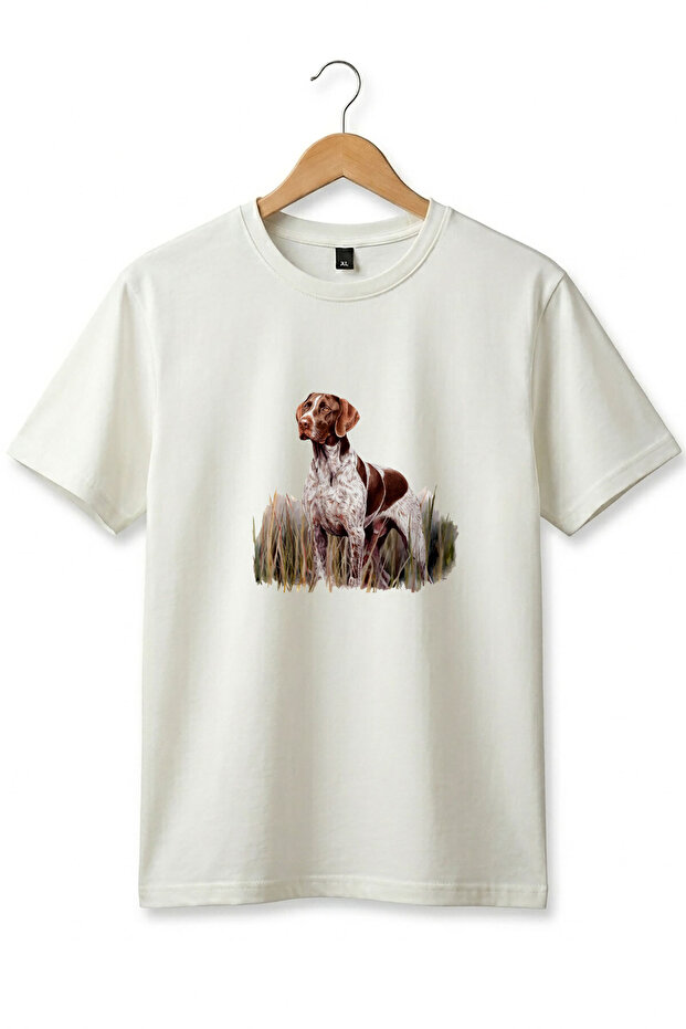 تي شيرت Outdoor Hunting Pointer Dog مطبوع 100% قطن بقصة عادية أساسية