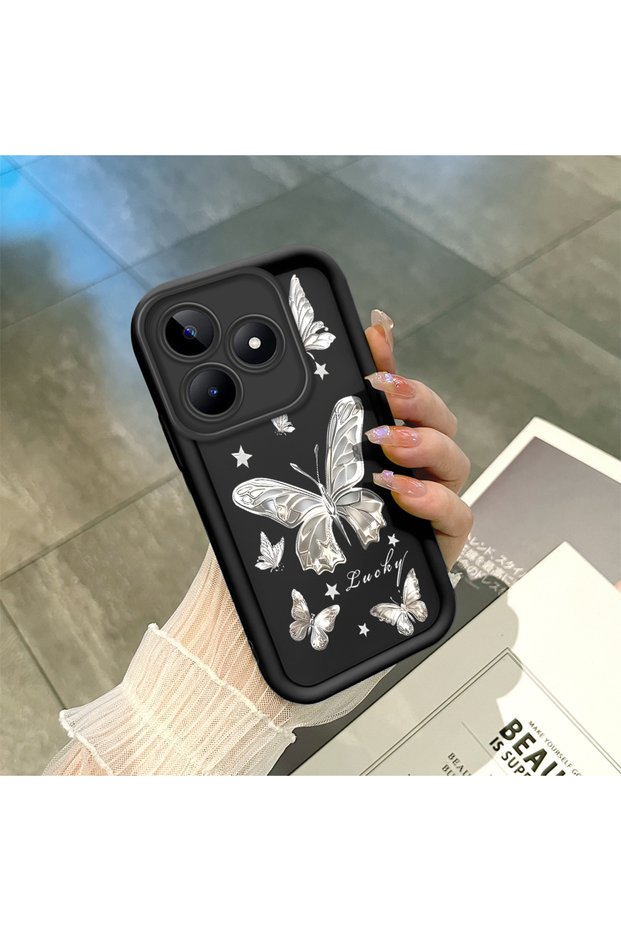 Realme C53 Compatible Butterfly Pattern Camera Protected Slim Soft Silicone Phone Case