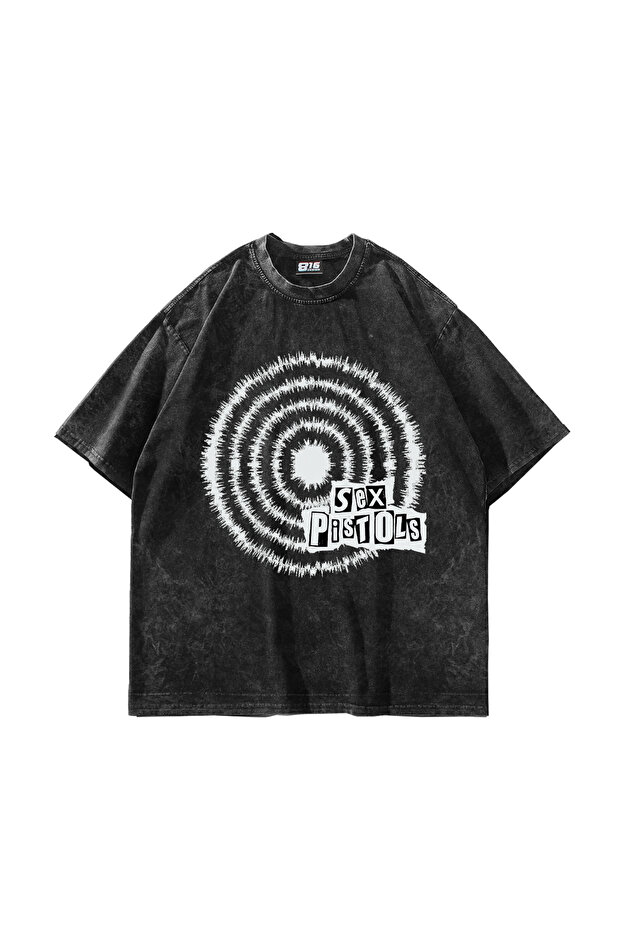 S*X Pistols Printed Oversized Unisex Washable Black Tshirt