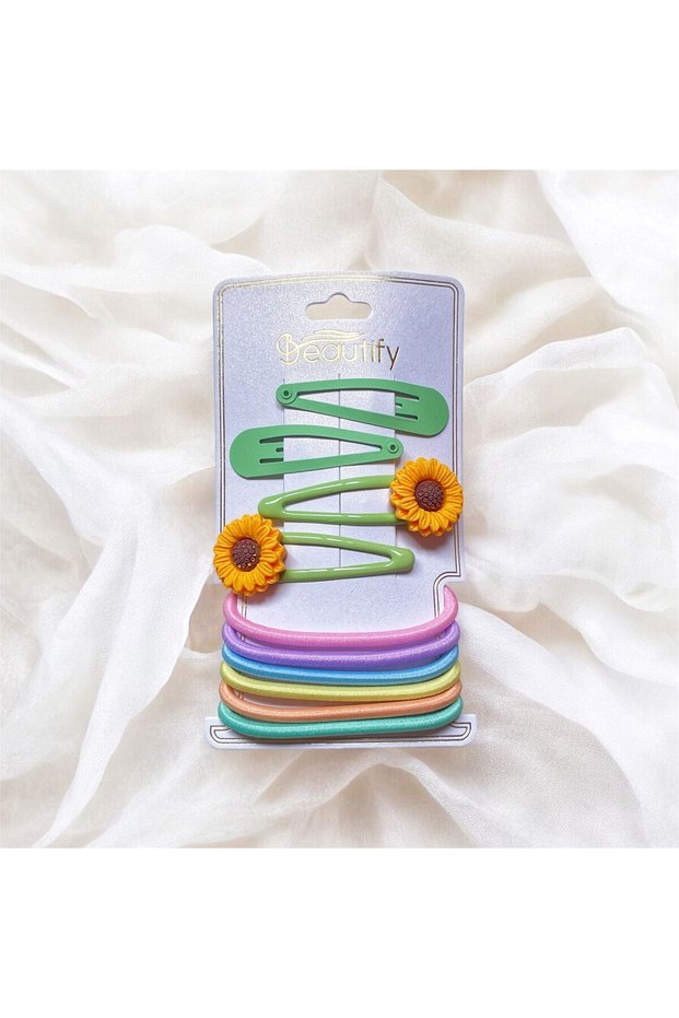 Baby Girl Child 10-Piece Buckle Set Daisy Flower Snap Rubber Buckle Pastel Color - Green