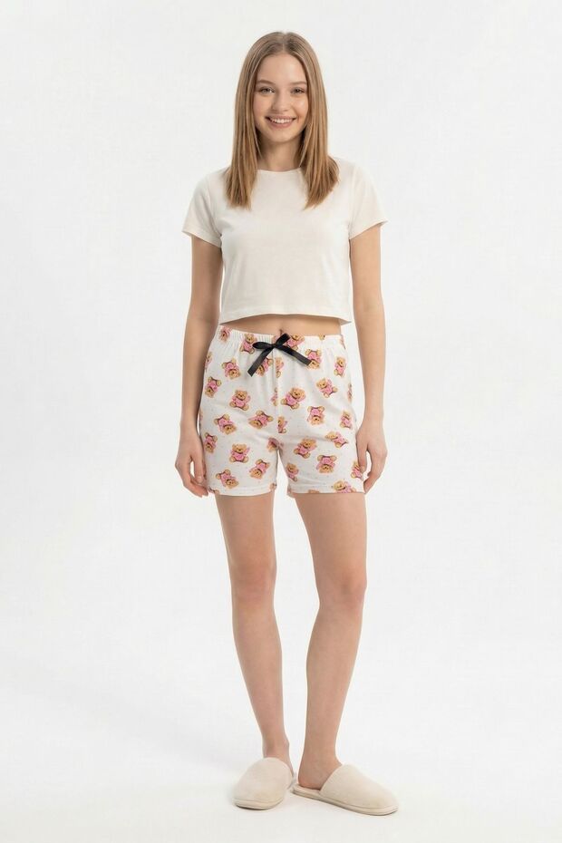 White Teddy Bear Pattern Shorts 3451 - 2
