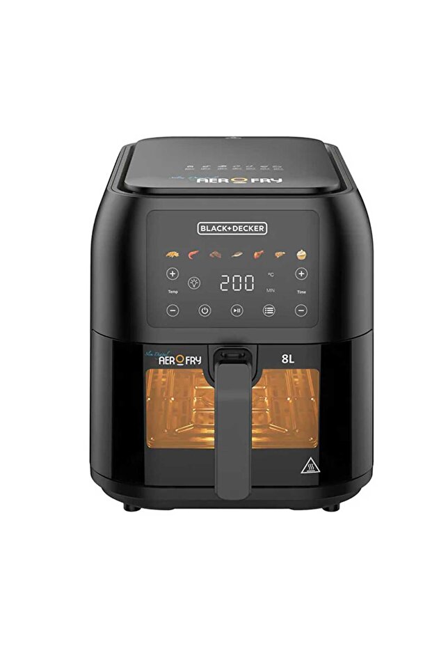 BLACK+DECKER Air Fryer, 1700W, 8L Large Capacity, Digital Touch Control, 7 Preset Functions