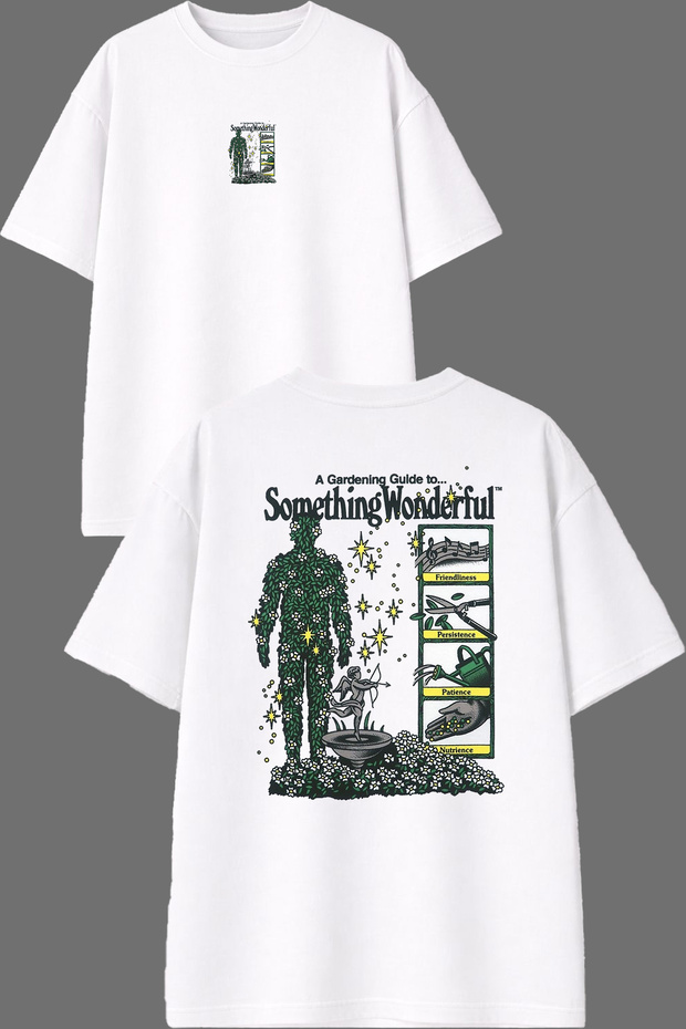 Something Wonderful Design Front and Back Printed White Oversize T-Shirt