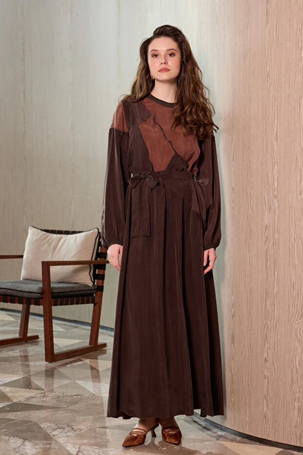 Patchwork Cupro Elbise - 4