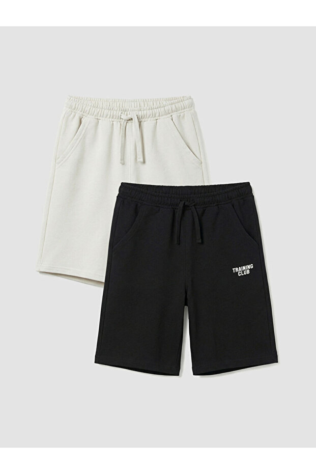 Black Elastic Waist Boys Shorts 2 Pack