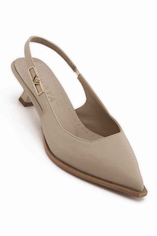 Gina Beige Short Heeled Women's Shoes