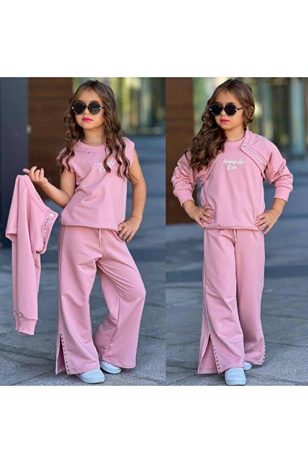 Girl's 3 Piece Top and Bottom Set 6430 Powder