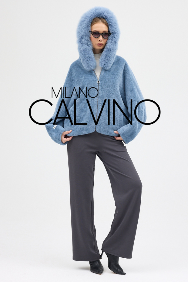 Fur Hooded Coat Alcantara Fabric