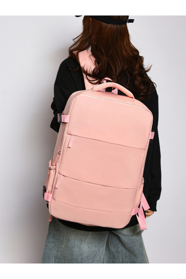 Pink Zip Closure Backpack - 3