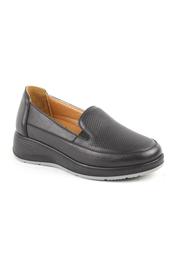 L10.100 Genuine Leather Wide Fit Printed Ultra Light Eva Sole Women's Comfort Mother Shoes