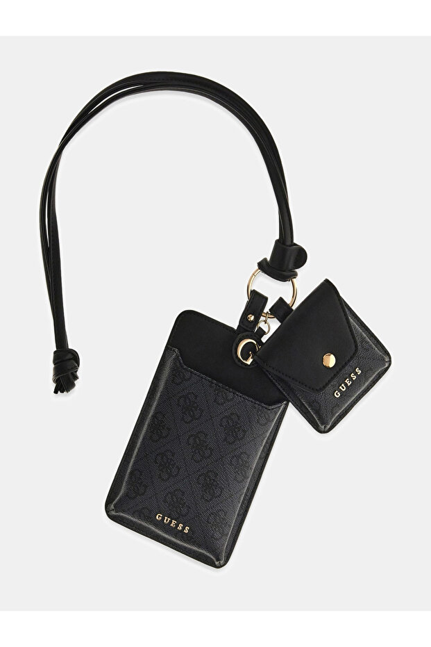 حزام هاتف مع حامل سماعات الأذن للنساء، سلسلة مفاتيح سوداء PW7563P6226-CMT