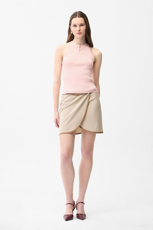 Halter Yaka Triko Bluz - 3