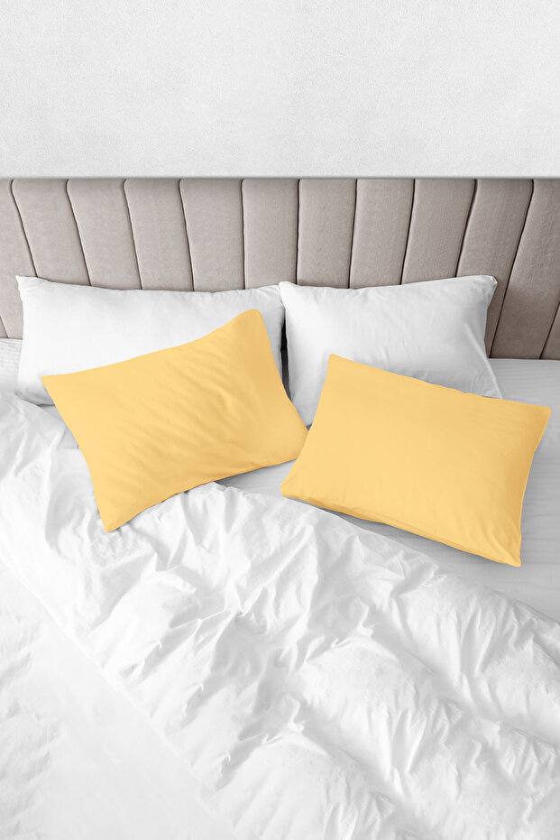 100% Organic Cotton Akfil Pillowcase Set of 2 - 50X70 cm Light Yellow