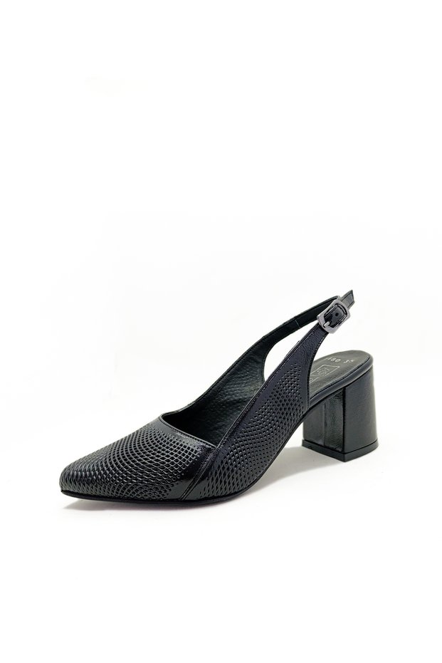 Genuine Leather Patent Leather Black Color Thick Heel 35-36-37-38-39-40-41 Size Women's Heeled Shoes