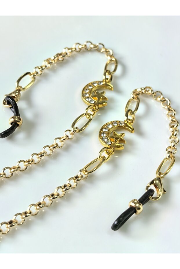 Glasses Chain with Moon and Star Figures