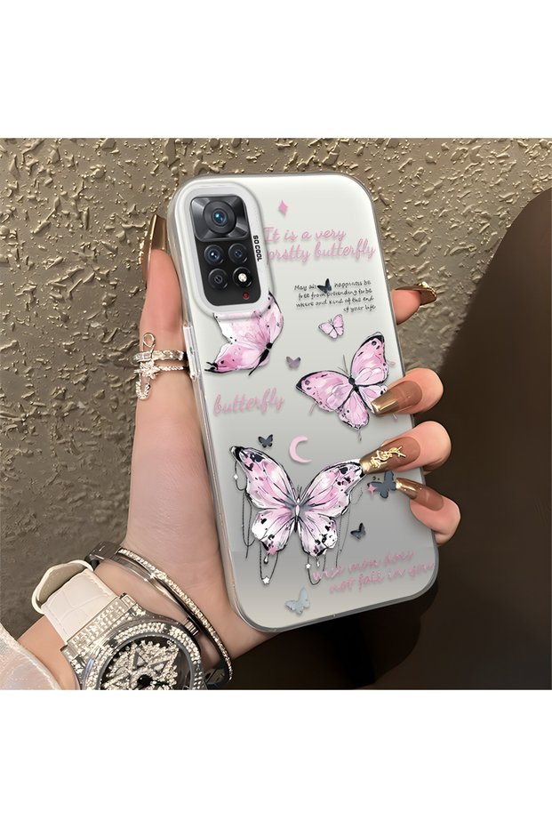 Redmi Note 11 Pro 5g Compatible Silicone Edge Hard Back Anti-Fall Phone Case Purple Butterfly