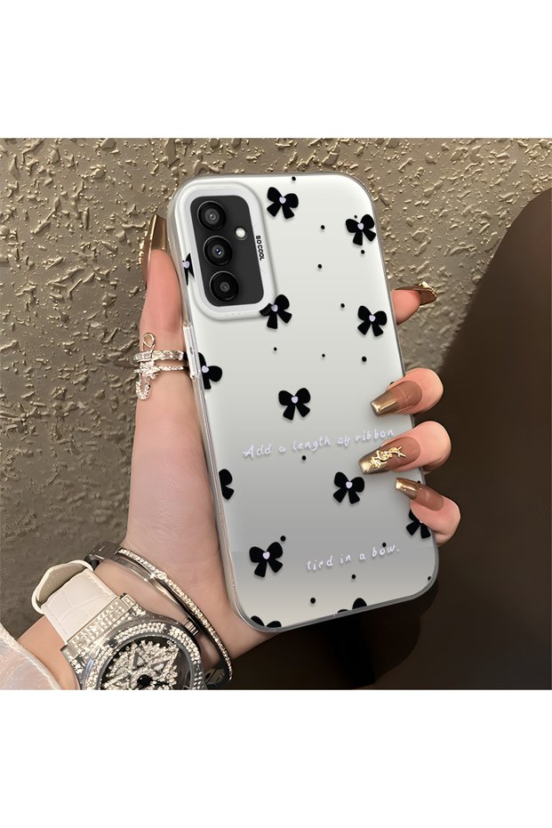 Samsung Galaxy M23 Compatible Silicone Edge Hard Back Anti-Fall Phone Case Small Bow