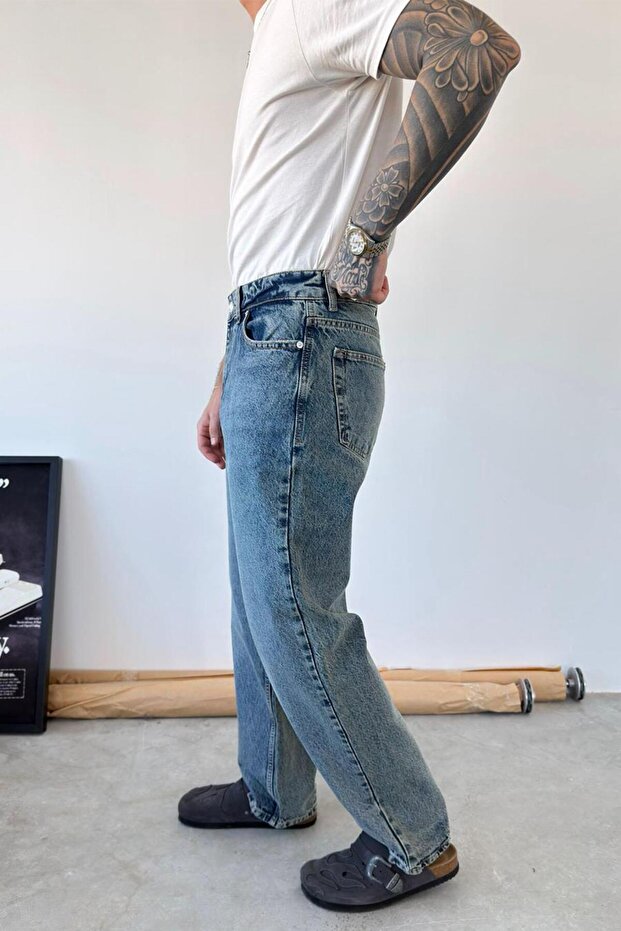 Textured Ice Blue Basic Regular Trousers - 3