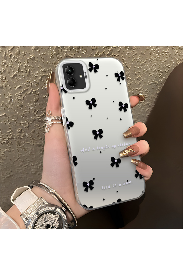Samsung Galaxy A04 Compatible Silicone Edge Hard Back Anti-Fall Phone Case Small Bow