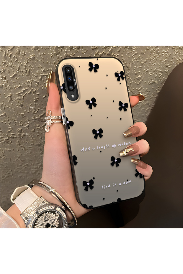 Samsung Galaxy A50 Compatible Silicone Edge Hard Back Anti-Fall Phone Case Small Bow