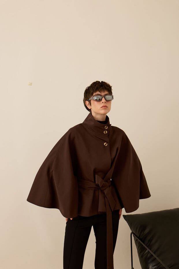 Talia Cape Jacket Brown