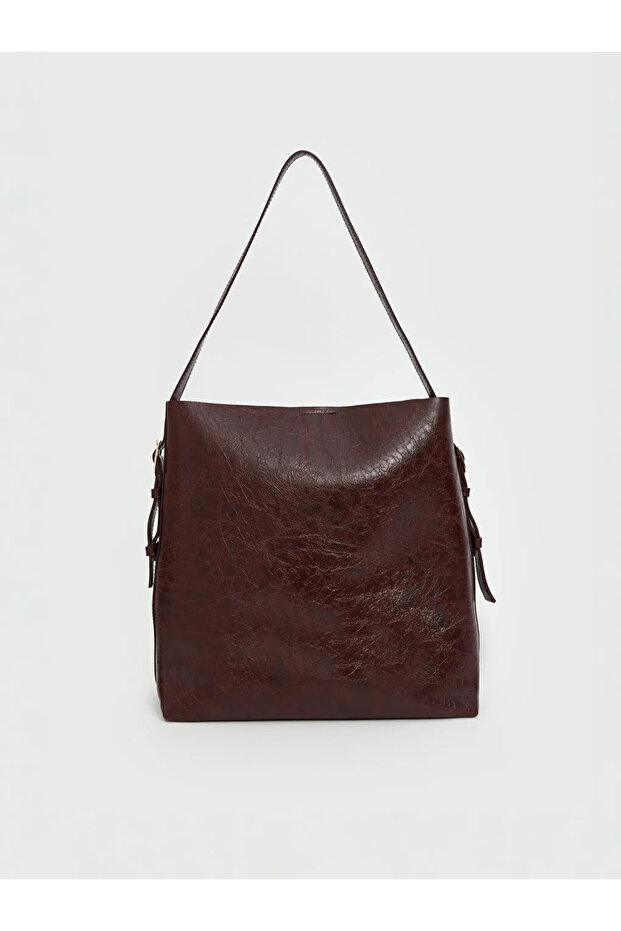 Lcw Accessories Burgundy Leather Look Women's Shoulder Bag