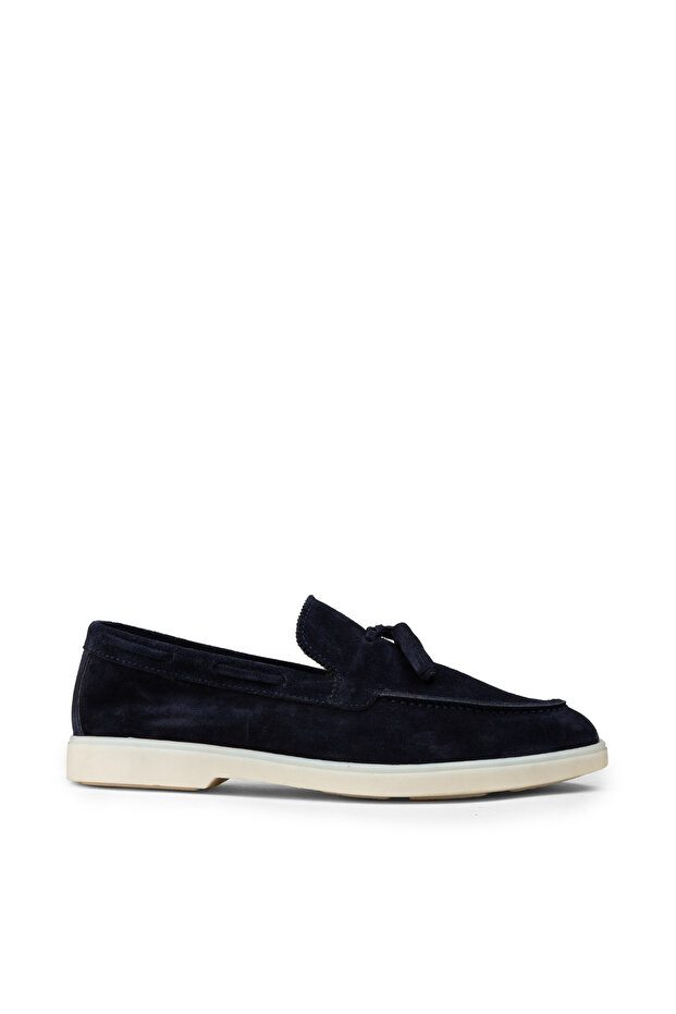 Men's Genuine Suede Navy Blue Tassel Loafer