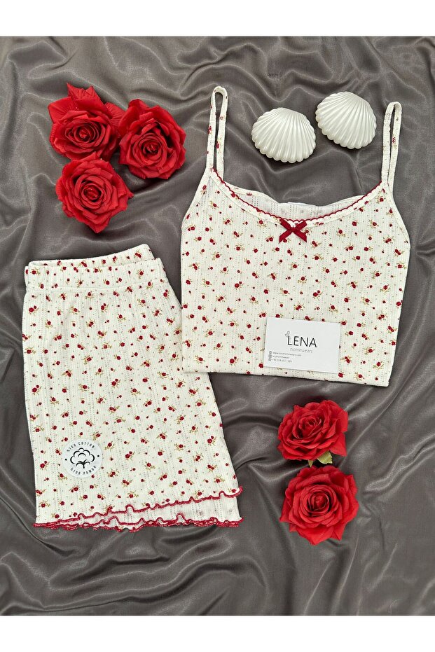 Women's Patterned Cotton Shorts Pajama Set