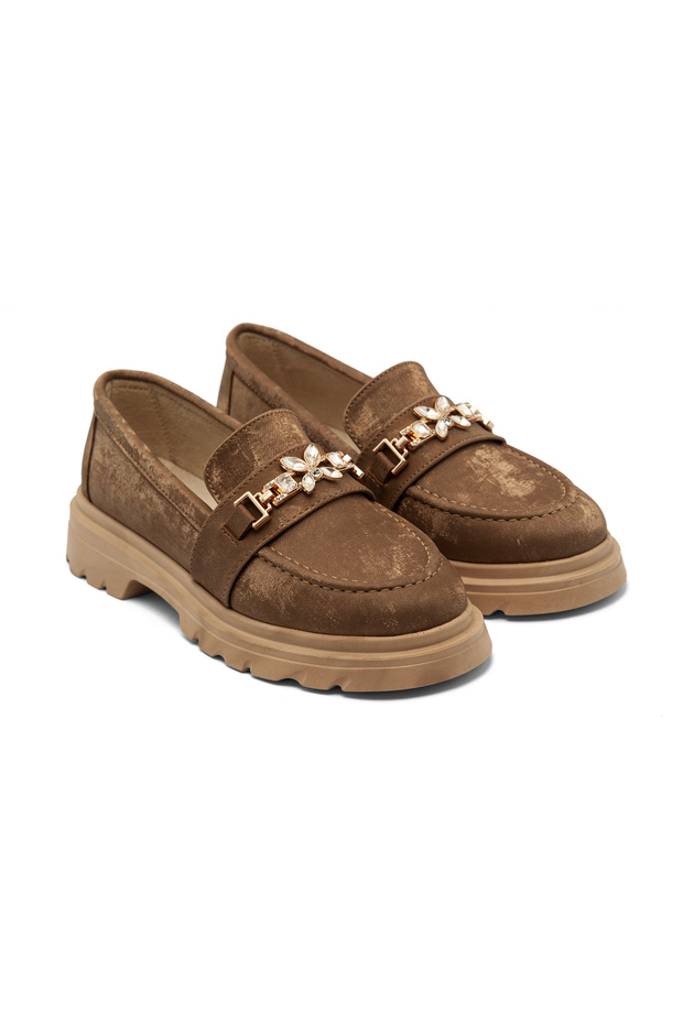 Mdl 758 Satin Butterfly Stone Detailed Loafer
