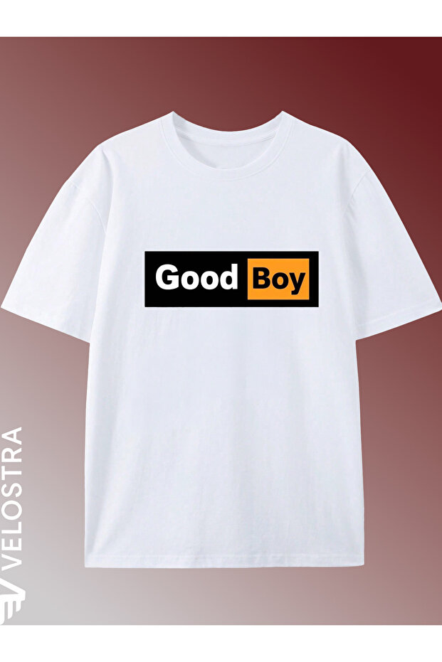Men's Good Boy Printed Oversize Comfortable Daily Use Combed Cotton T-Shirt