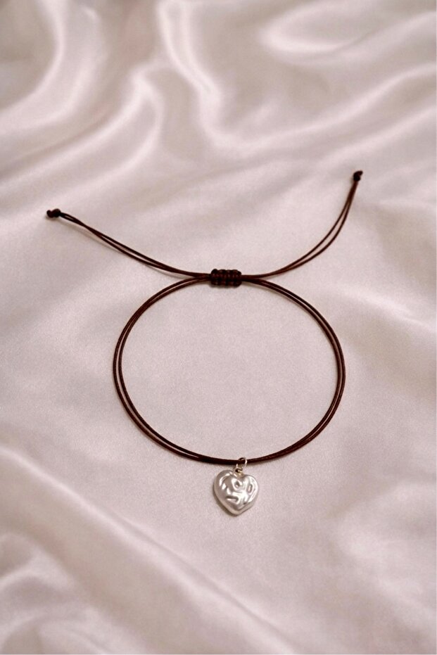 Pearl-Looking Heart Detailed Adjustable Anklet