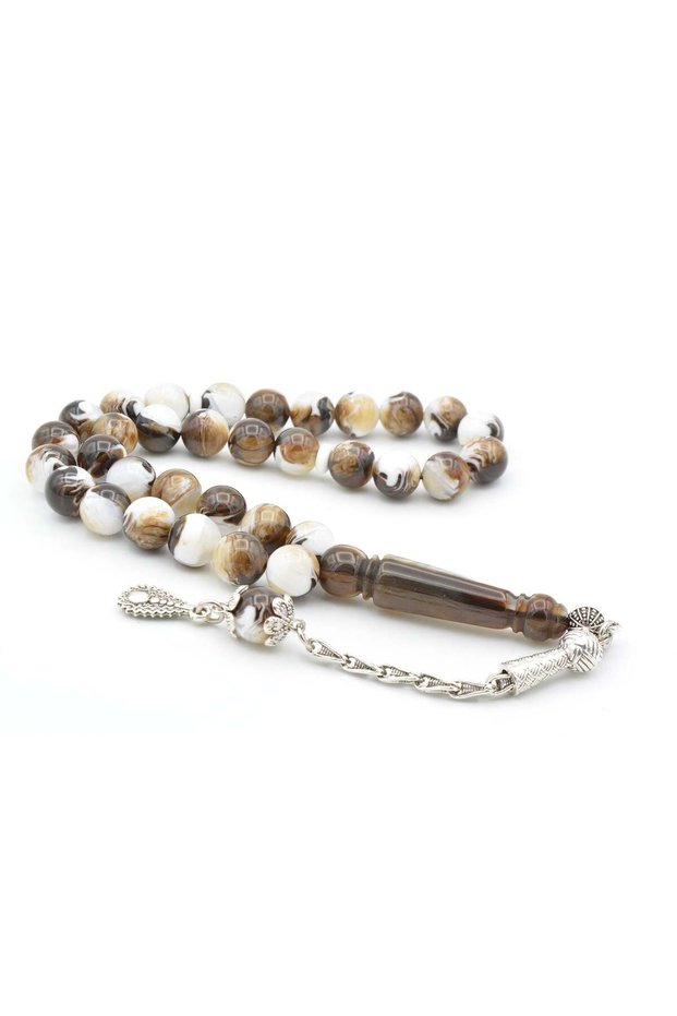 Sphere Cut White Brown Beirut Amber Prayer Beads 10 mm