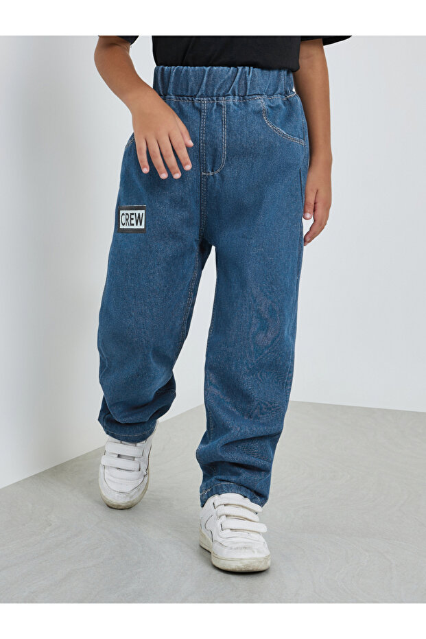 Boys Elastic Waistband Jeans with Badge