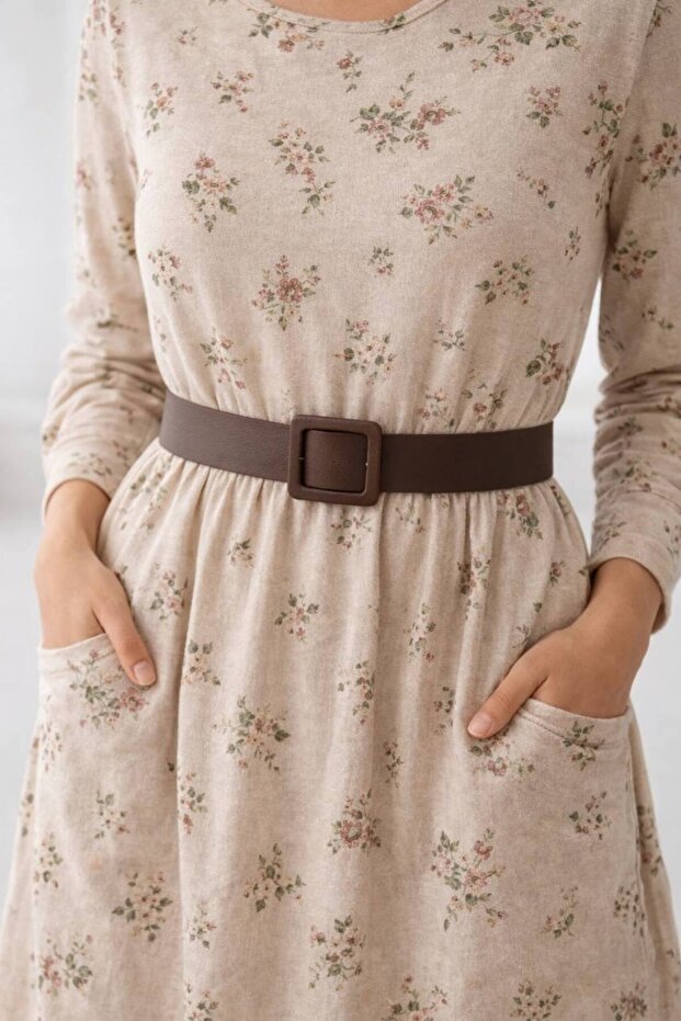 Women's Brown Faux Leather Waist Belt