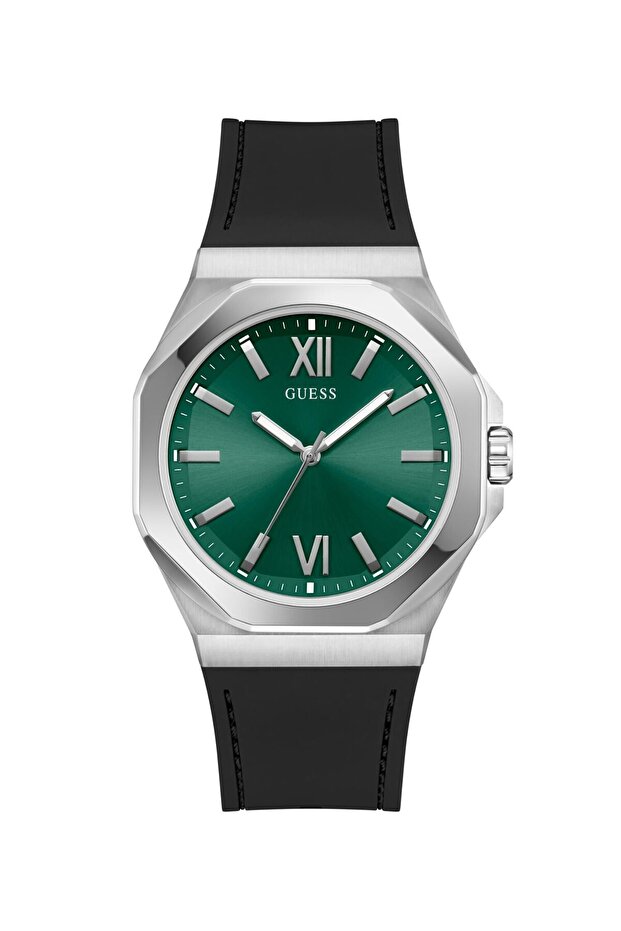 Mens Black Silver Tone Analog Watch