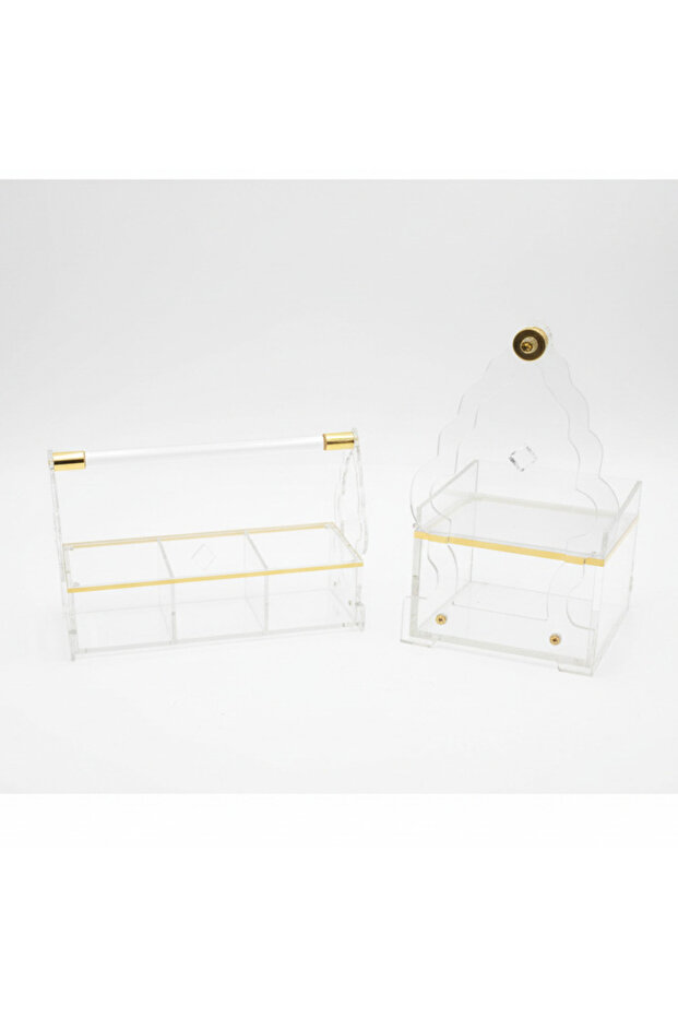 Acrylic 3 Section Candy Storage Box Transparent Organizer for Kitchen and Table Use 35 x 12 cm