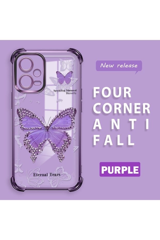 Poco X5 5g Compatible Camera Protected Transparent Soft Silicone Phone Case Butterfly Pattern